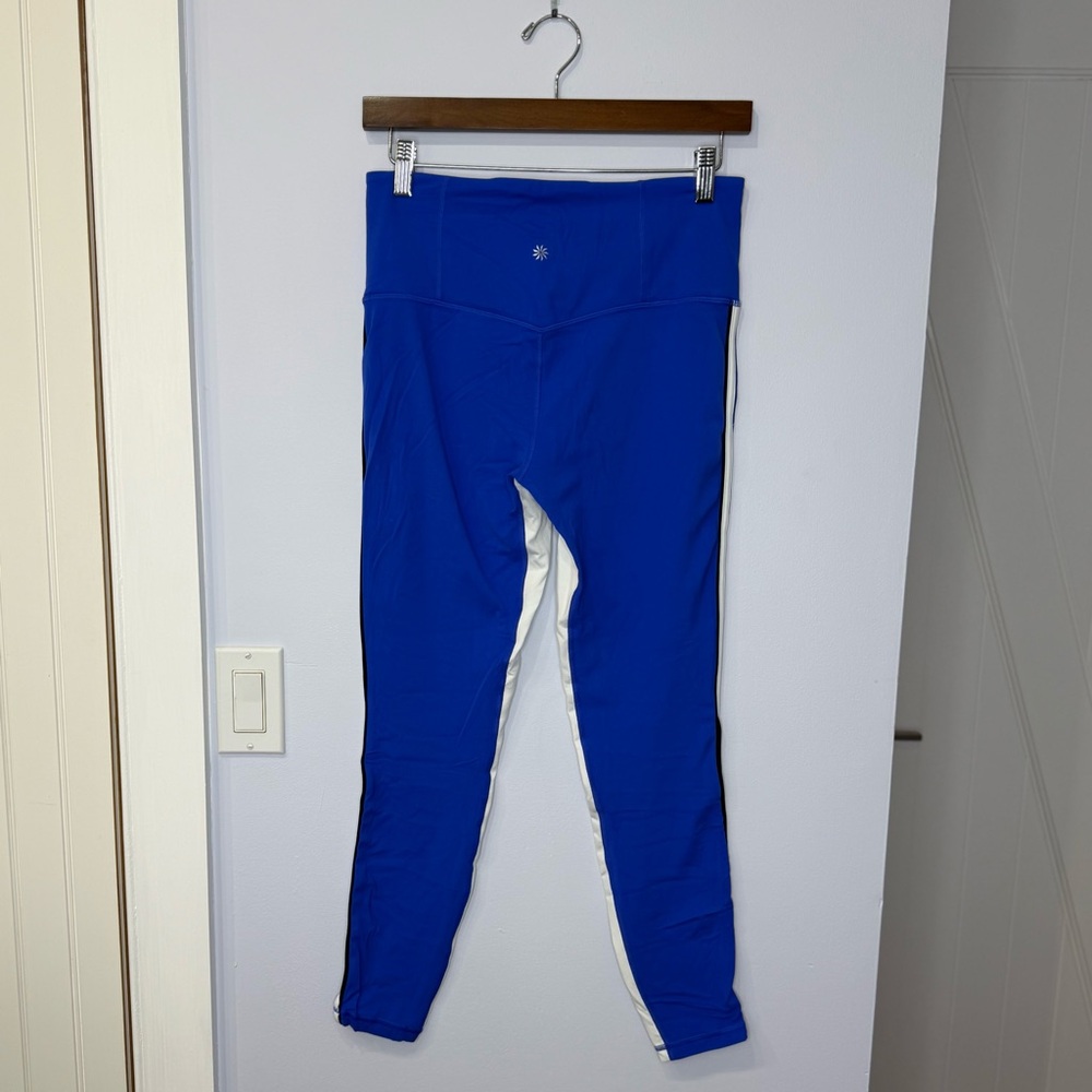 Athleta Ladies Leggings, size M, Royal blue with white/black stripes. Like new! - Picture 2 of 6